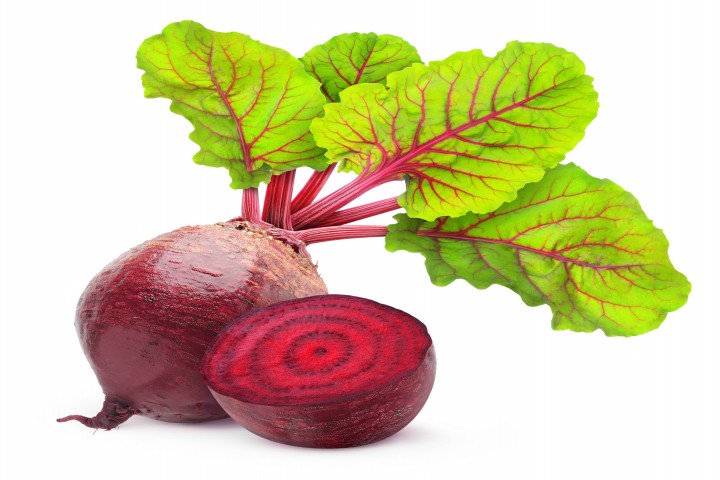 fresh beetroot with leaves isolated on white
