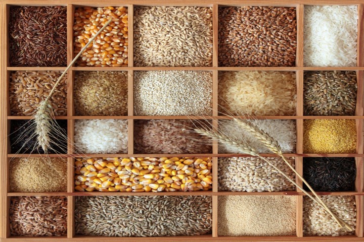 cereals in wooden box
