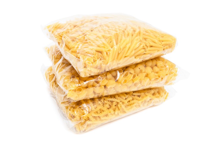 pasta in the package on a white background