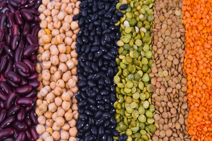 kidney bean lentil peas and chick pea as a background