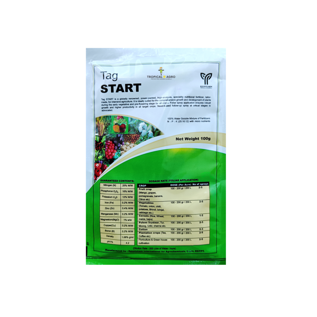 tropical tag start npk with micro nutrient - 100 gm | npk 25:16:12 with micro nutrients