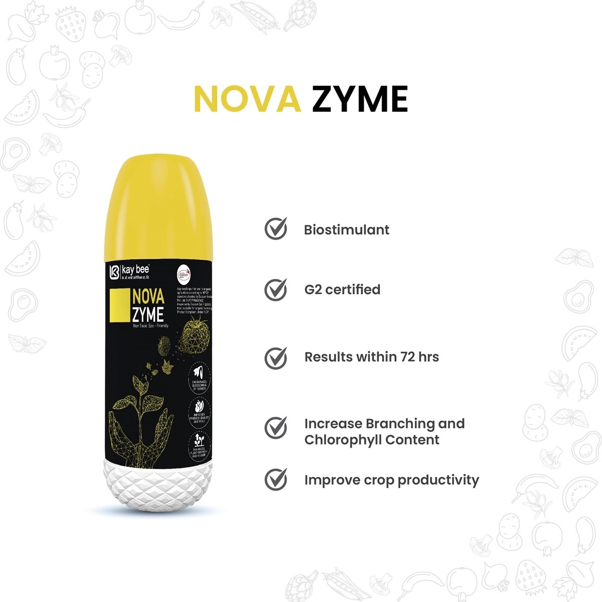 kay bee bio organic nova zyme bio fertiliser - 1 lit | seaweed extract best flower booster liquid fertilizer & pgr for plants