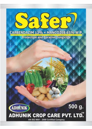 adhunik crop care safer fungicide - 500 gm | carbendazim 12% + mancozeb 63% wp