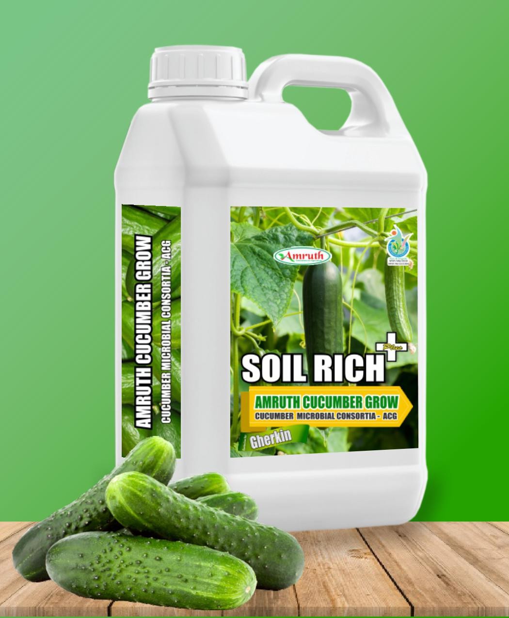 amruth gherkin grow | gherkin microbial consortia | azospirillium sp, bacillus sp and frateuria sp npk liquid bio fertilizer - 5000ml