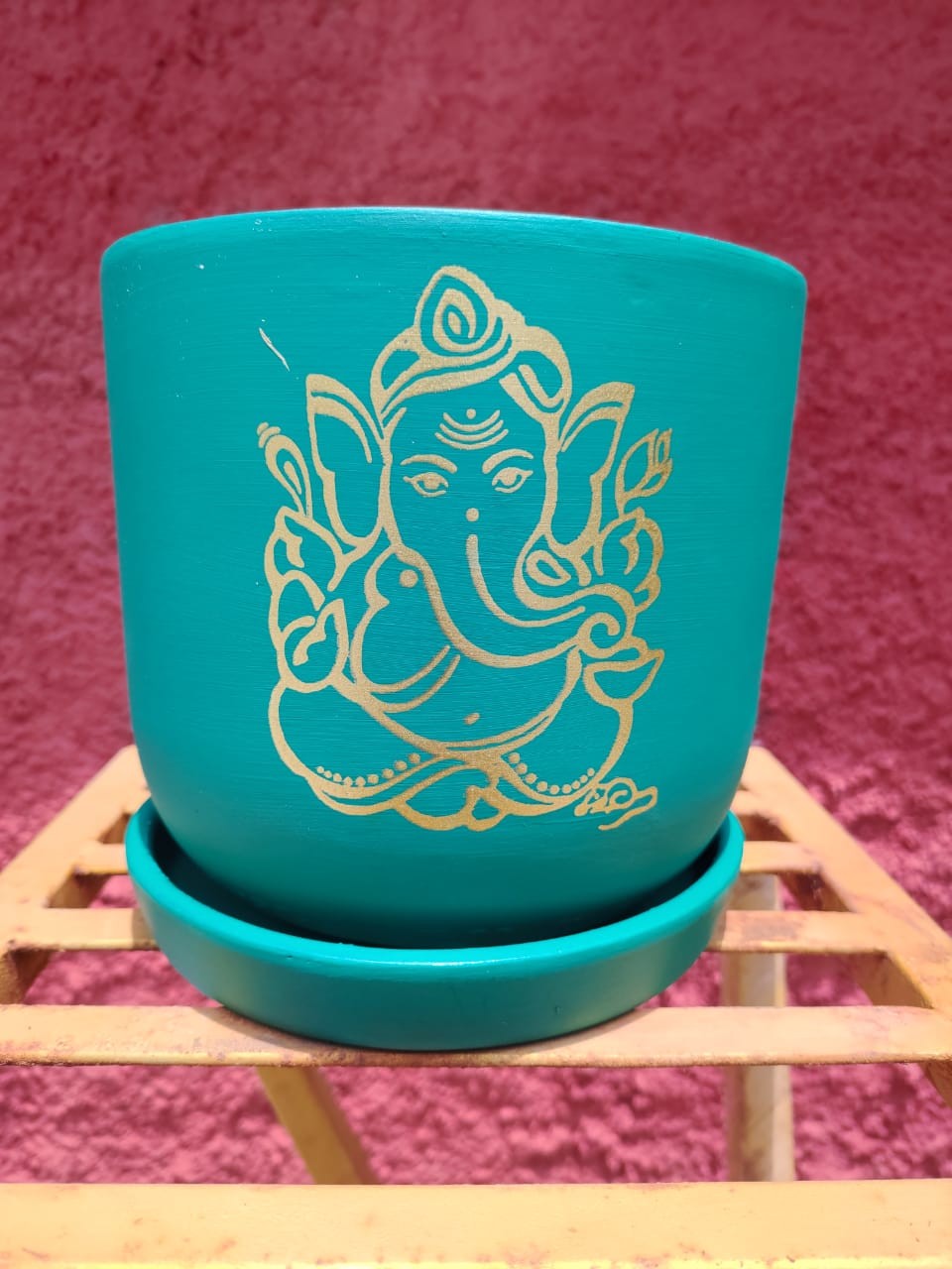 blue terracotta planter