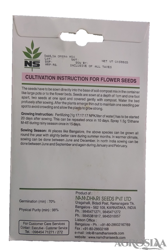 namdhari opera mix dahlia seed - 20 nos