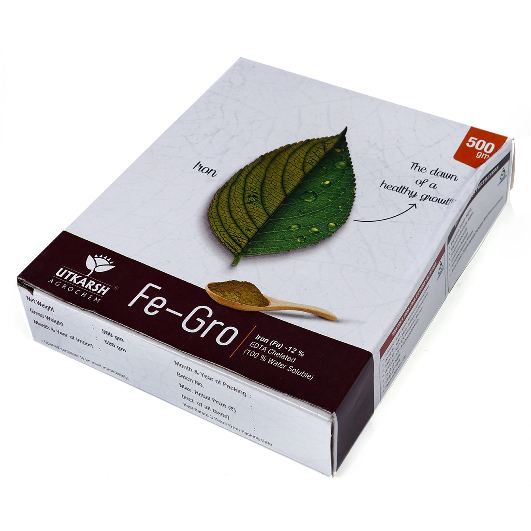 utkarsh fe-gro iron (fe)-12% edta chelated micronutrient fertilizers - 500 gm