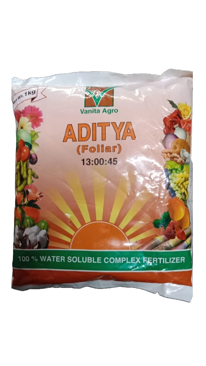 aditya 13:00:45 water soluble complex fertlizer - 1 kg | nitrogen and potassium | vanita agro
