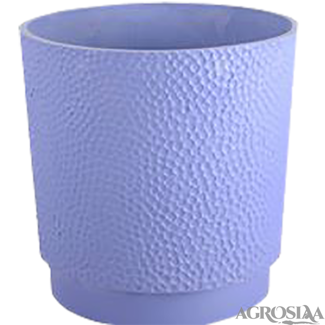 garden planter cylinder purple blue