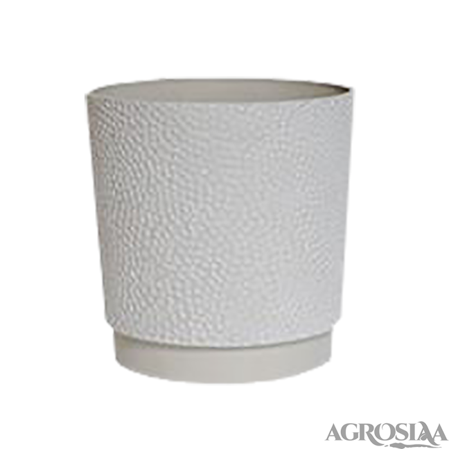 garden planter cylinder white stone
