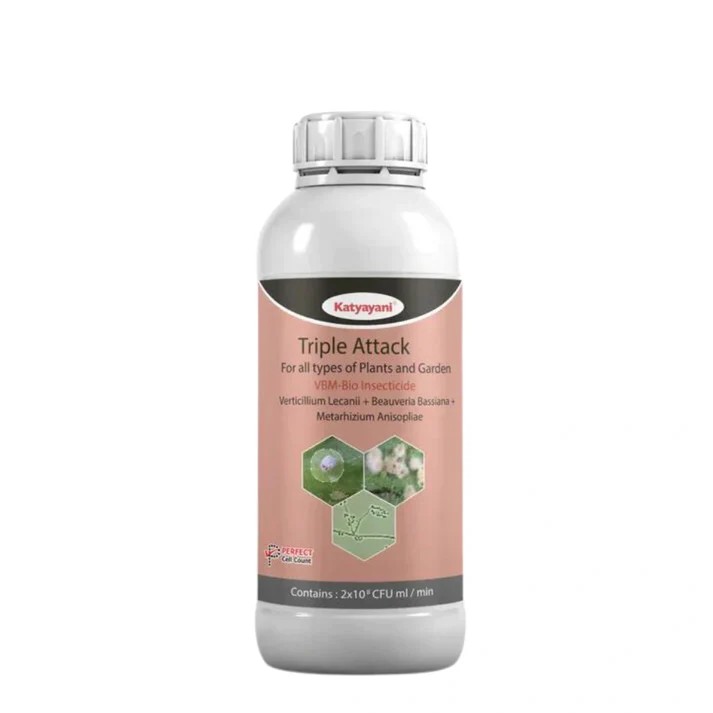 katyayani triple attack bio pesticide liquid - 1 lit| verticillium lecanii + beauveria bassiana + metarhizium anisopliae Triple Attack01