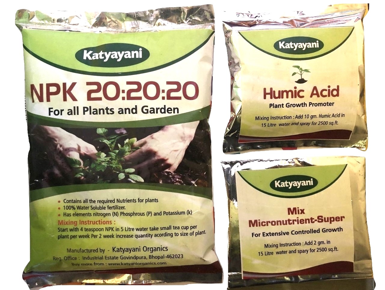 katyayani npk 20 20 20 fertilizer for plants with 2 sample - 500 gm