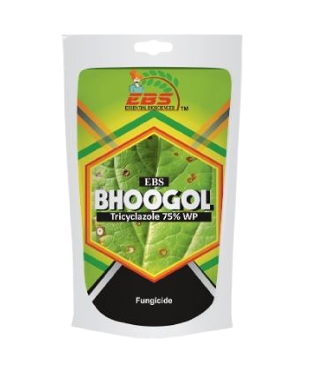 ebs bhoogol fungicide - 240 gm | tricyclazole 75% wp| controls rice blast disease and inhibits fungal growth by disrupting melanin production