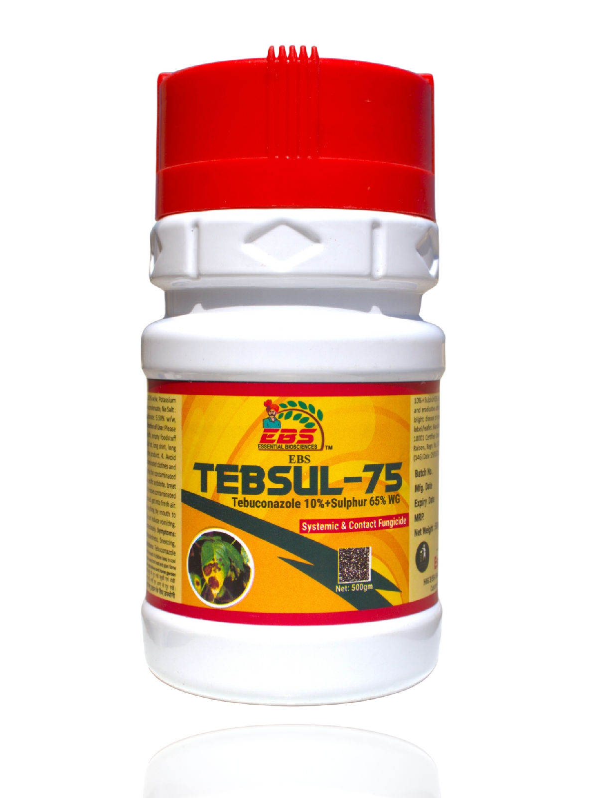 ebs tebsul-75 wg biol fungicide - 250 gm | tebuconazole 10% + sulphur 65% wg fungicide | used for wheat, rice, groundnut, tea, soybean, banana and coffee