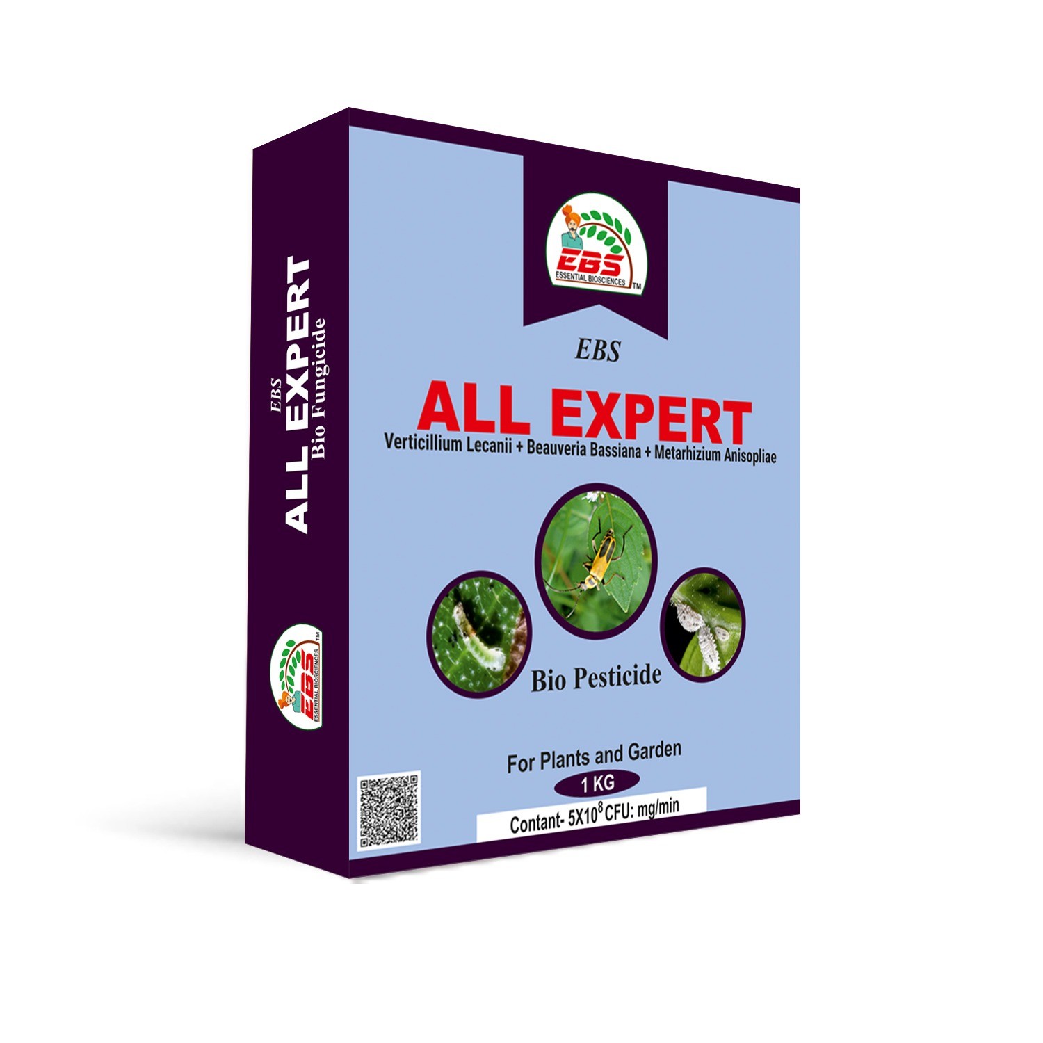 ebs all expert biological insecticide - 3 kg | verticillium lecanii + beauveria bassiana + metarhizium anisopliae | 5x10^8 control aphids, jassids, white flie