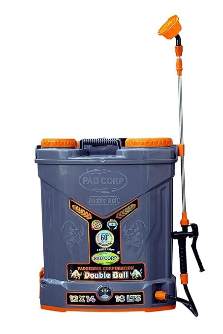 pad corp double bull 12 volts x 14 ampere double power double motor battery sprayer | 18 liter tank capacity | 1.7ah fast charger | free 9 watt led bulb 15 ft wired (double bull)