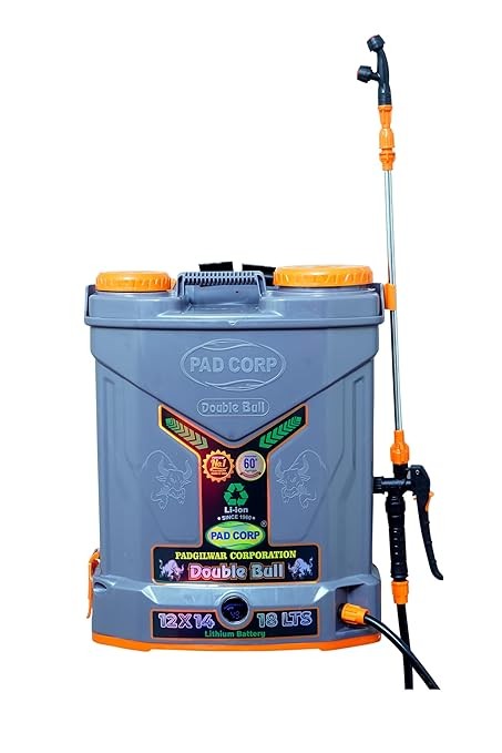 pad corp double bull 12 volts x 14 ampere double power double motor battery sprayer | 18 liter tank capacity | 1.7ah fast charger | free 9 watt led bulb 15 ft wired (lithium-ion double bull)